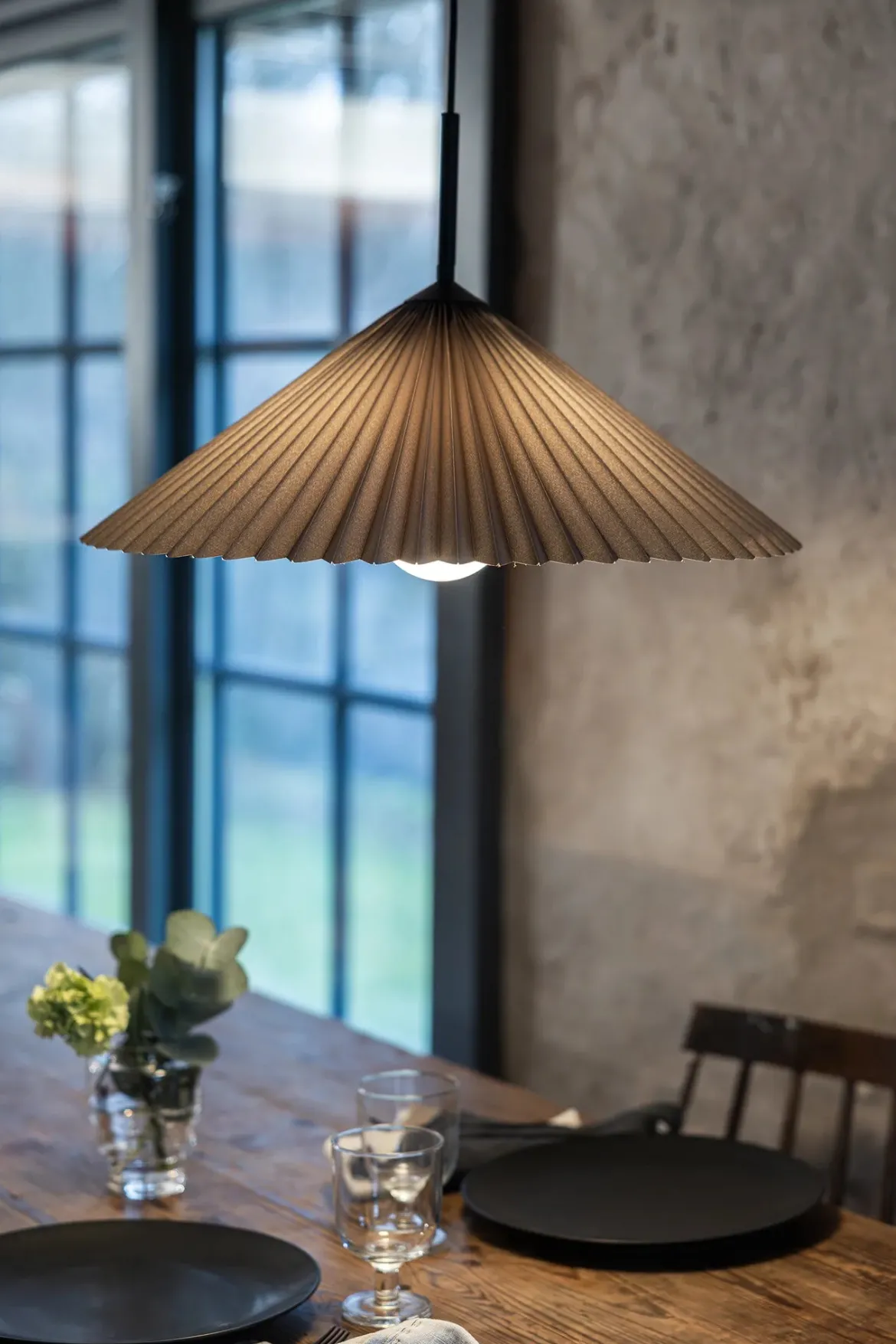 Plisado Taklampa Grå 50 cm